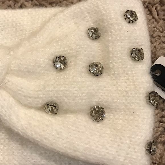 NEW Designer Bow Rhinestone Crystal Knit Soft Hair Headband Ear Muffs White - Picture 2 of 3